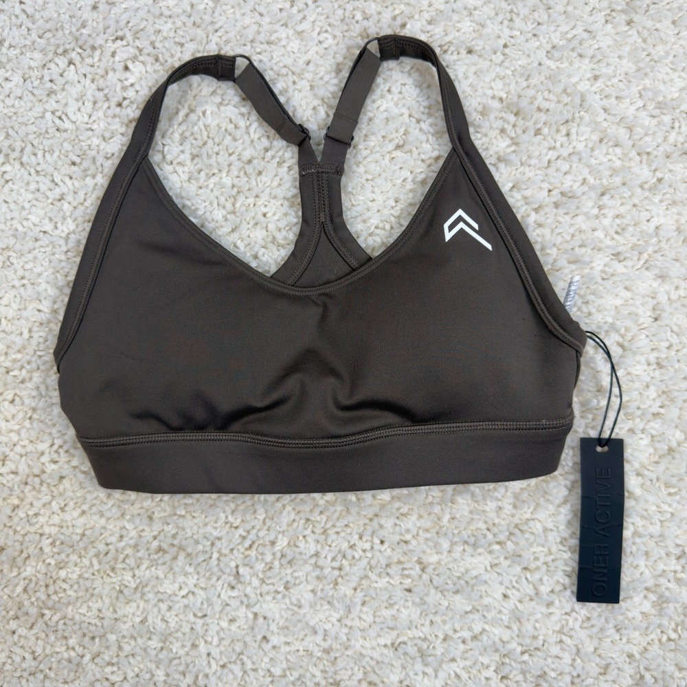 Oner Active Everyday Sports Bra Women XS Deep Taupe Gym Athleisure Racerback NWT